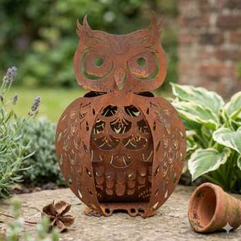 Edelrost-Gartenfigur „Eule“ – Ein stimmungsvoller Blickfang für Ihr Grünes Reich
